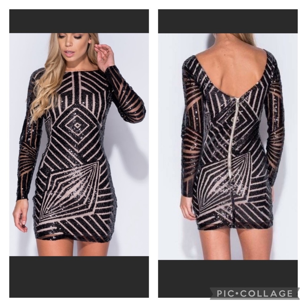 Long Sleeve Sequin Mini Dress